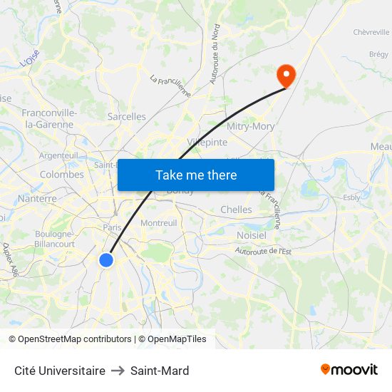 Cité Universitaire to Saint-Mard map
