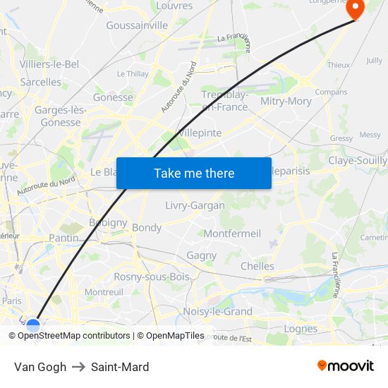 Gare de Lyon - Van Gogh to Saint-Mard map