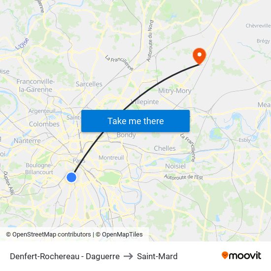 Denfert-Rochereau - Daguerre to Saint-Mard map
