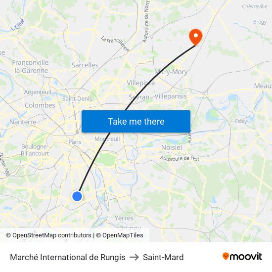 Marché International de Rungis to Saint-Mard map