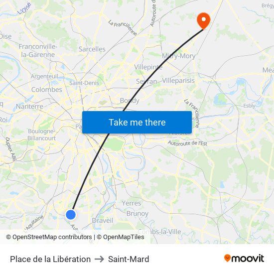 Place de la Libération to Saint-Mard map