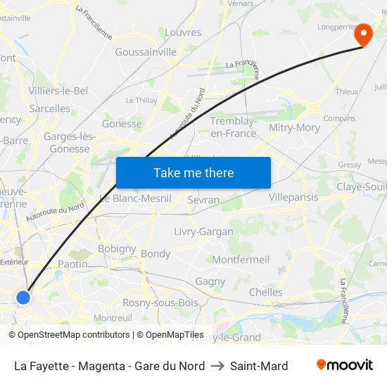 La Fayette - Magenta - Gare du Nord to Saint-Mard map