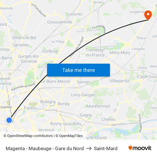 Magenta - Maubeuge - Gare du Nord to Saint-Mard map