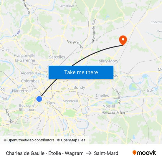 Charles de Gaulle - Étoile - Wagram to Saint-Mard map