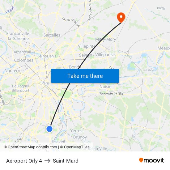 Aéroport Orly 4 to Saint-Mard map