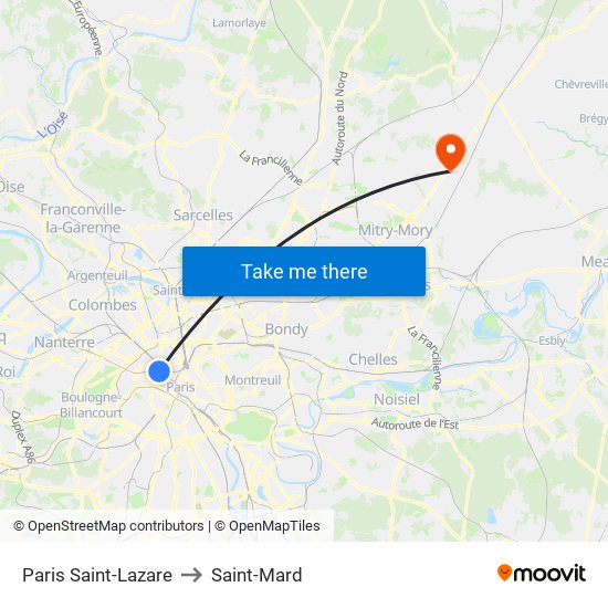 Paris Saint-Lazare to Saint-Mard map
