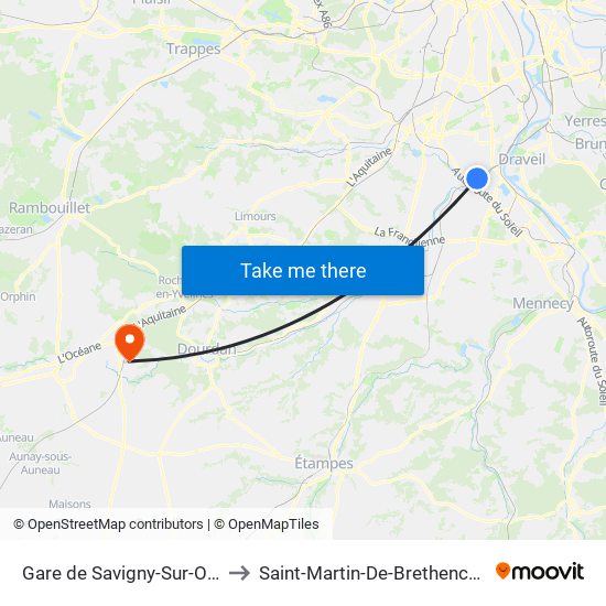 Gare de Savigny-Sur-Orge to Saint-Martin-De-Brethencourt map