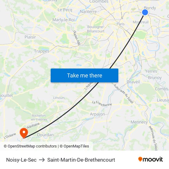 Noisy-Le-Sec to Saint-Martin-De-Brethencourt map