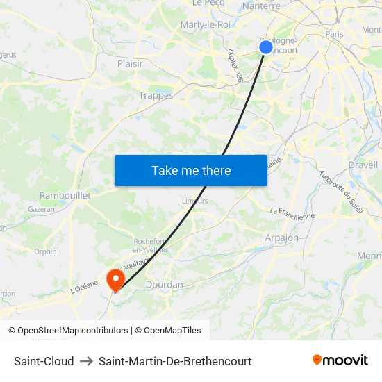 Saint-Cloud to Saint-Martin-De-Brethencourt map