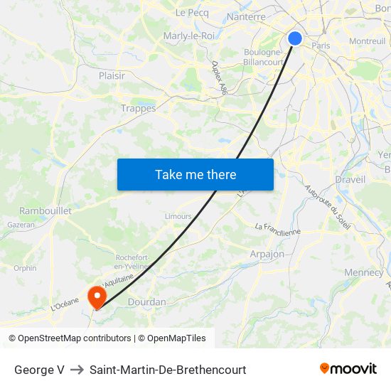 George V to Saint-Martin-De-Brethencourt map