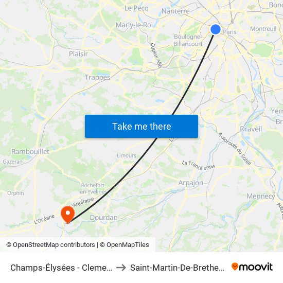 Champs-Élysées - Clemenceau to Saint-Martin-De-Brethencourt map