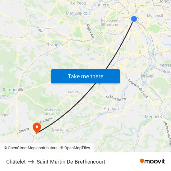 Châtelet to Saint-Martin-De-Brethencourt map