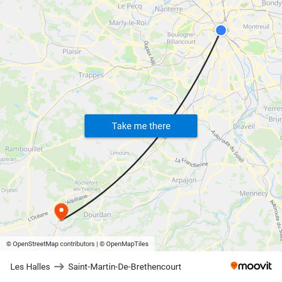 Les Halles to Saint-Martin-De-Brethencourt map