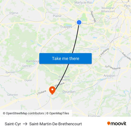 Saint-Cyr to Saint-Martin-De-Brethencourt map