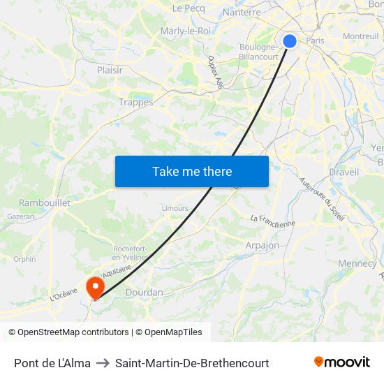 Pont de L'Alma to Saint-Martin-De-Brethencourt map