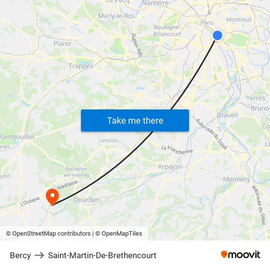 Bercy to Saint-Martin-De-Brethencourt map
