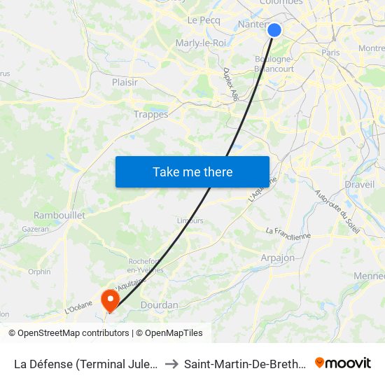 La Défense (Terminal Jules Verne) to Saint-Martin-De-Brethencourt map