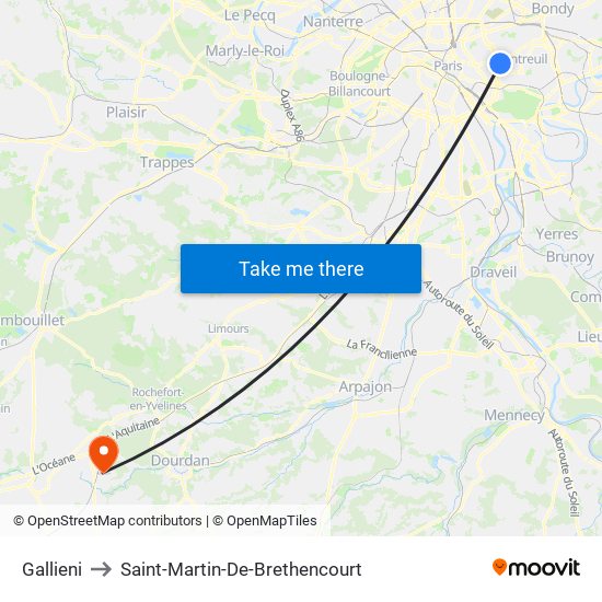 Gallieni to Saint-Martin-De-Brethencourt map