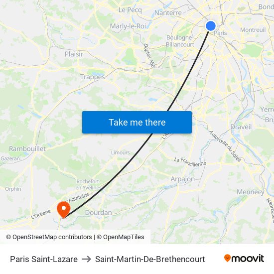 Paris Saint-Lazare to Saint-Martin-De-Brethencourt map