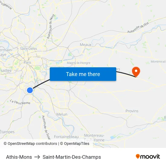 Athis-Mons to Saint-Martin-Des-Champs map