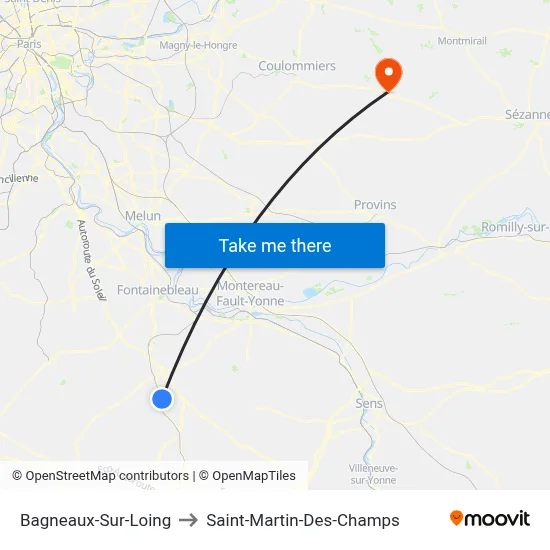 Bagneaux-Sur-Loing to Saint-Martin-Des-Champs map