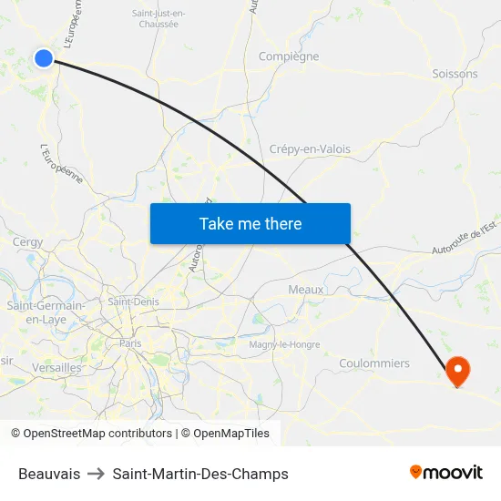 Beauvais to Saint-Martin-Des-Champs map
