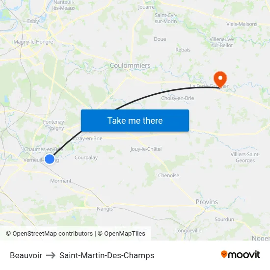 Beauvoir to Saint-Martin-Des-Champs map