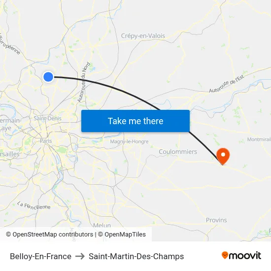 Belloy-En-France to Saint-Martin-Des-Champs map