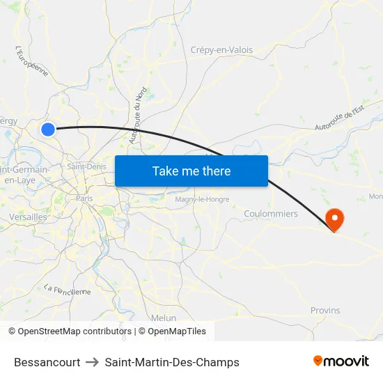 Bessancourt to Saint-Martin-Des-Champs map