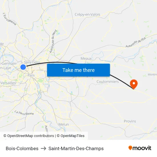 Bois-Colombes to Saint-Martin-Des-Champs map
