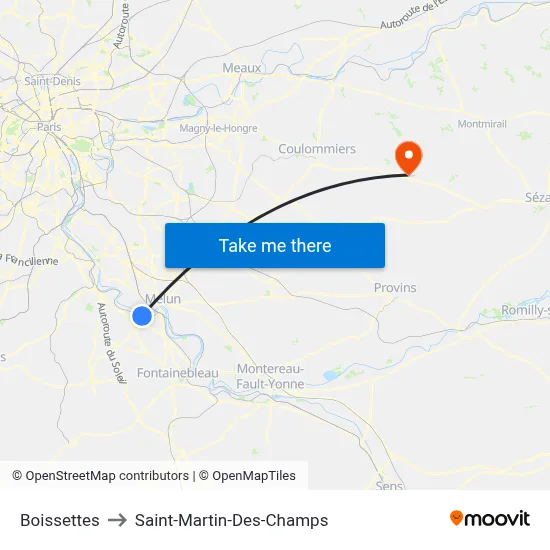 Boissettes to Saint-Martin-Des-Champs map
