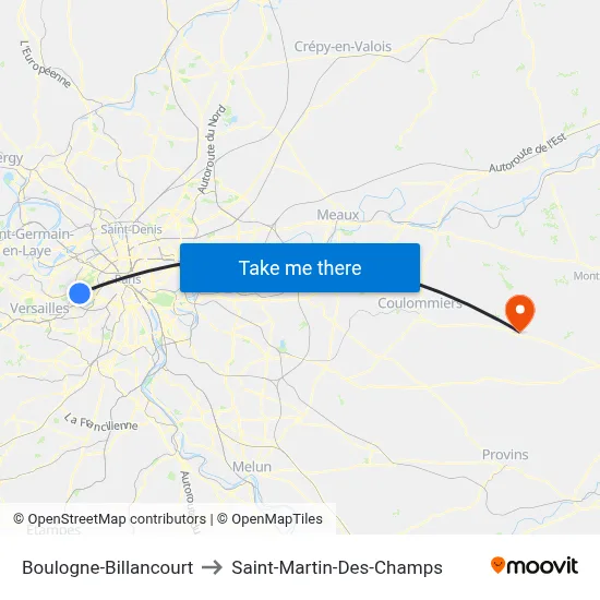 Boulogne-Billancourt to Saint-Martin-Des-Champs map
