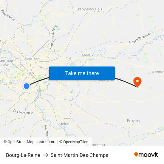 Bourg-La-Reine to Saint-Martin-Des-Champs map
