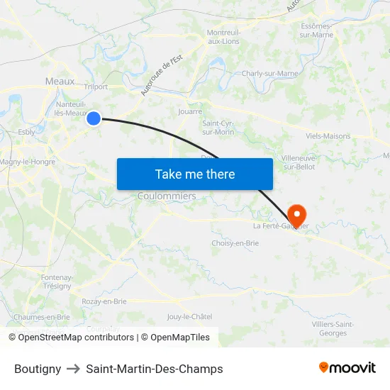 Boutigny to Saint-Martin-Des-Champs map