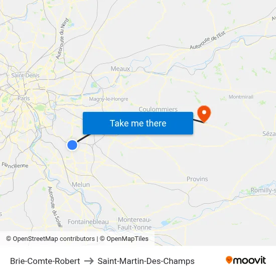Brie-Comte-Robert to Saint-Martin-Des-Champs map