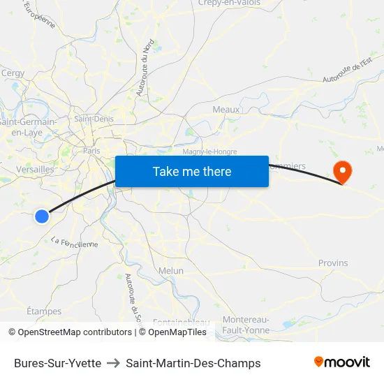Bures-Sur-Yvette to Saint-Martin-Des-Champs map