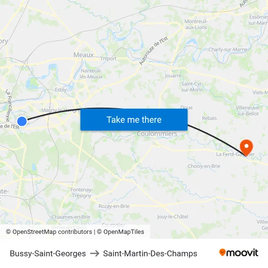 Bussy-Saint-Georges to Saint-Martin-Des-Champs map