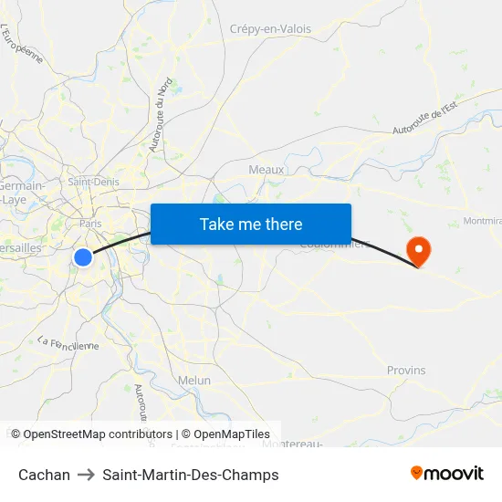 Cachan to Saint-Martin-Des-Champs map