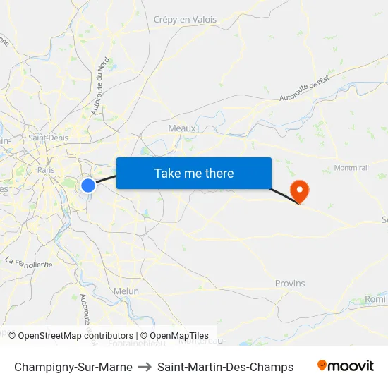 Champigny-Sur-Marne to Saint-Martin-Des-Champs map