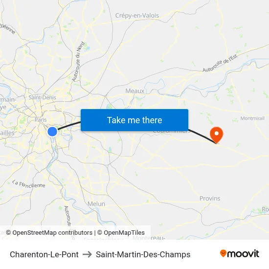 Charenton-Le-Pont to Saint-Martin-Des-Champs map