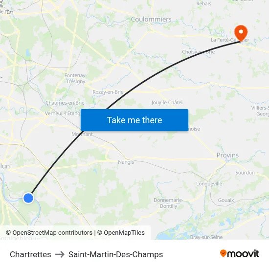 Chartrettes to Saint-Martin-Des-Champs map
