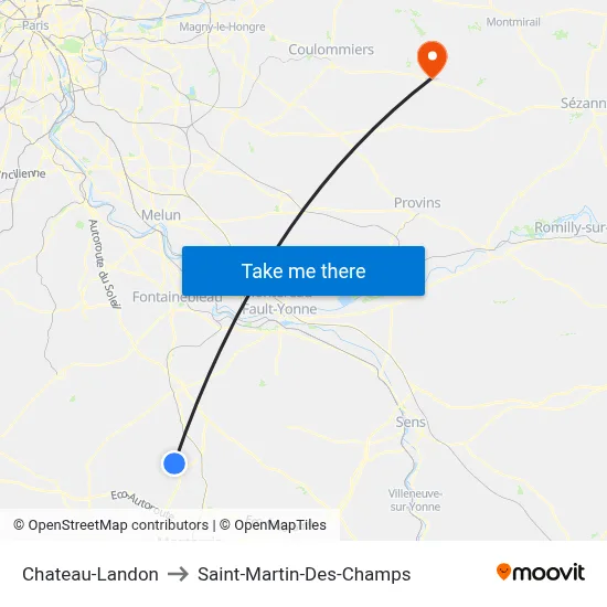 Chateau-Landon to Saint-Martin-Des-Champs map