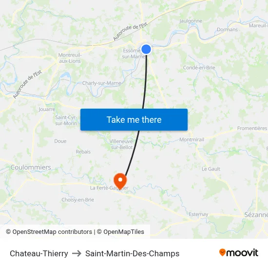 Chateau-Thierry to Saint-Martin-Des-Champs map