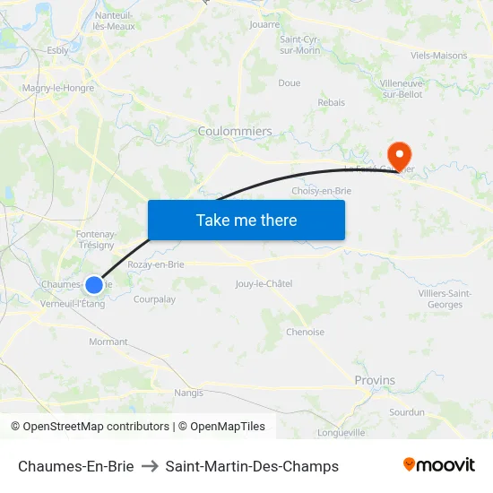 Chaumes-En-Brie to Saint-Martin-Des-Champs map