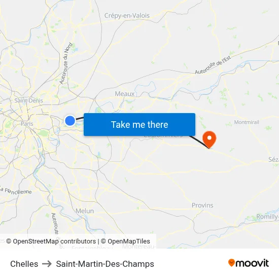 Chelles to Saint-Martin-Des-Champs map