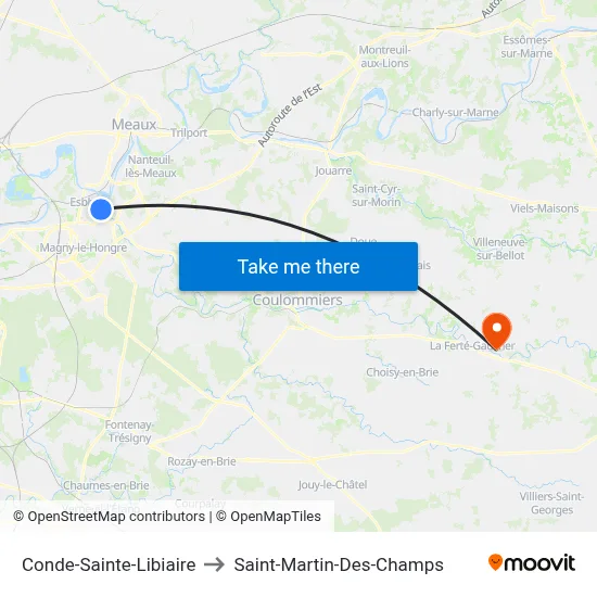 Conde-Sainte-Libiaire to Saint-Martin-Des-Champs map