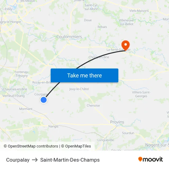 Courpalay to Saint-Martin-Des-Champs map