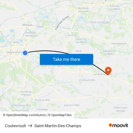 Coutevroult to Saint-Martin-Des-Champs map