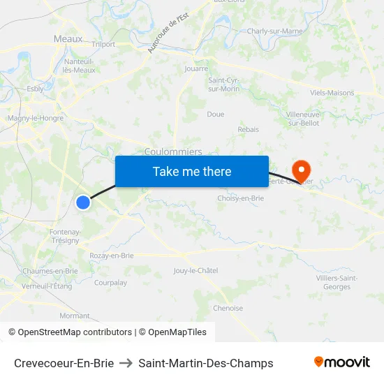 Crevecoeur-En-Brie to Saint-Martin-Des-Champs map