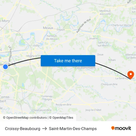 Croissy-Beaubourg to Saint-Martin-Des-Champs map